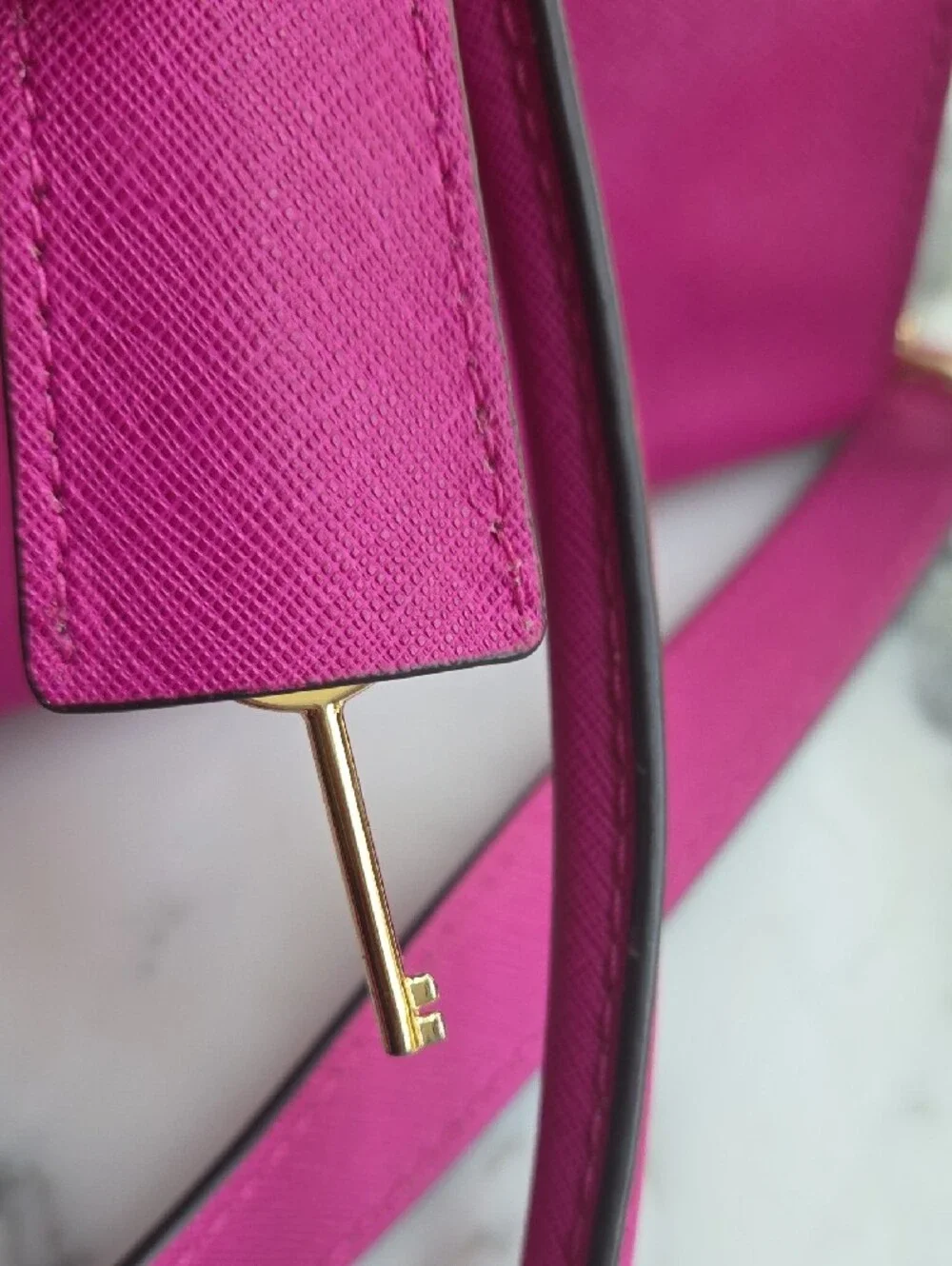 Michael Kors Hot Pink/ Purple Saffiano Leather Satchel with Gold Hardware